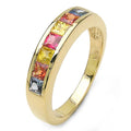 14K Yellow Gold Plated 1.26 Carat Genuine Multi Sapphire .925 Sterling Silver Ring by Bids.com