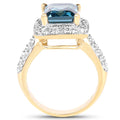14K Yellow Gold Plated 5.03 Carat Genuine London Blue Topaz and White Topaz .925 Sterling Silver Ring by Bids.com