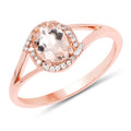 0.78 Carat Genuine Morganite and White Diamond 14K Rose Gold Ring by Bids.com