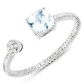 0.52 Carat Genuine Aquamarine and White Diamond 14K White Gold Ring by Bids.com