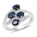 1.61 Carat Genuine Blue Sapphire and White Diamond .925 Sterling Silver Ring by Bids.com