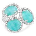 5.30 Carat Genuine Amazonite And White Topaz .925 Sterling Silver Ring by Bids.com