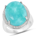 15.09 Carat Genuine Amazanite And White Topaz .925 Sterling Silver Ring by Bids.com