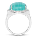 15.09 Carat Genuine Amazanite And White Topaz .925 Sterling Silver Ring by Bids.com