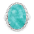 15.09 Carat Genuine Amazanite And White Topaz .925 Sterling Silver Ring by Bids.com