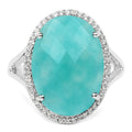 8.14 Carat Genuine Amazonite And White Topaz .925 Sterling Silver Ring by Bids.com