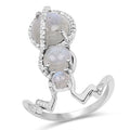 2.79 Carat Genuine Labradorite And White Topaz .925 Sterling Silver Ring by Bids.com