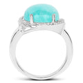 7.86 Carat Genuine Amazonite And White Topaz .925 Sterling Silver Ring by Bids.com