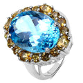 12.73 Carat Genuine Blue Topaz & Citrine .925 Sterling Silver Ring by Bids.com