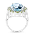 12.77 Carat Genuine Blue Topaz and Peridot .925 Sterling Silver Ring by Bids.com