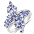 1.73 Carat Genuine Tanzanite and White Zircon .925 Sterling Silver Ring by Bids.com