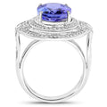 14K White Gold 6.83 Carat Genuine Tanzanite and White Diamond Ring by Bids.com