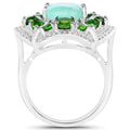 5.49 Carat Genuine Emerald, Chrome Diopside and White Diamond .925 Sterling Silver Ring by Bids.com
