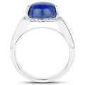 5.52 Carat Genuine Lapis and White Zircon .925 Sterling Silver Ring by Bids.com