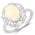 1.73 Carat Genuine Ethiopian Opal & White Topaz .925 Sterling Silver Ring by Bids.com
