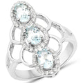 1.54 Carat Genuine Aquamarine and White Zircon .925 Sterling Silver Ring by Bids.com