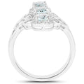 1.54 Carat Genuine Aquamarine and White Zircon .925 Sterling Silver Ring by Bids.com