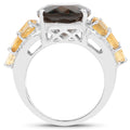 9.74 Carat Genuine Smoky Quartz, Citrine & White Topaz .925 Sterling Silver Ring by Bids.com