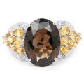9.74 Carat Genuine Smoky Quartz, Citrine & White Topaz .925 Sterling Silver Ring by Bids.com