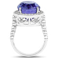 18.50 Carat Genuine Tanzanite and White Diamond 18K White Gold Ring by Bids.com