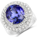 10.79 Carat Genuine Tanzanite and White Diamond 18K White Gold Ring by Bids.com