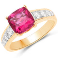 2.70 Carat Genuine Rubellite and White Diamond 14K Yellow Gold Ring by Bids.com