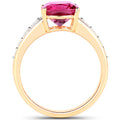 2.70 Carat Genuine Rubellite and White Diamond 14K Yellow Gold Ring by Bids.com