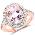 6.94 Carat Genuine Kunzite and White Topaz .925 Sterling Silver Ring by Bids.com