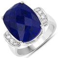 9.35 Carat Genuine Lapis and White Diamond .925 Sterling Silver Ring by Bids.com