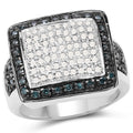 0.64 Carat Genuine White Diamond and Blue Diamond .925 Sterling Silver Ring by Bids.com