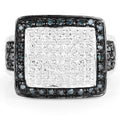 0.64 Carat Genuine White Diamond and Blue Diamond .925 Sterling Silver Ring by Bids.com
