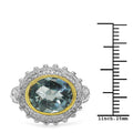 Two Tone Plated 5.01 Carat Genuine Blue Topaz & White Topaz .925 Sterling Silver Ring by Bids.com