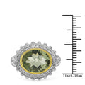 Two Tone Plated 4.16 Carat Genuine Green Amethyst & White Topaz .925 Sterling Silver Ring by Bids.com