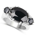 8.62 Carat Genuine Black Sapphire & White Topaz .925 Sterling Silver Ring by Bids.com