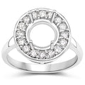 0.48 Carat Genuine White Diamond 14K White Gold Semi Mount Ring - holds 8.00mm Round Gemstone by Bids.com