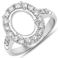 0.60 Carat Genuine White Diamond 14K White Gold Semi Mount Ring - holds 10x8mm Oval Gemstone by Bids.com