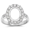 0.60 Carat Genuine White Diamond 14K White Gold Semi Mount Ring - holds 10x8mm Oval Gemstone by Bids.com