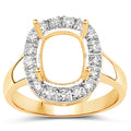 0.51 Carat Genuine White Diamond 14K Yellow Gold Semi Mount Ring - holds 10x8mm Cushion Gemstone by Bids.com