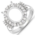 0.83 Carat Genuine White Diamond 14K White Gold Semi Mount Ring - holds 11x9mm Oval Gemstone by Bids.com