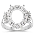0.83 Carat Genuine White Diamond 14K White Gold Semi Mount Ring - holds 11x9mm Oval Gemstone by Bids.com