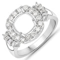 0.73 Carat Genuine White Diamond 14K White Gold Semi Mount Ring - holds 8x8mm Cushion Gemstone by Bids.com