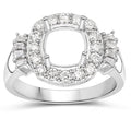 0.73 Carat Genuine White Diamond 14K White Gold Semi Mount Ring - holds 8x8mm Cushion Gemstone by Bids.com
