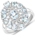 1.89 Carat Genuine Aquamarine and White Topaz .925 Sterling Silver Ring by Bids.com
