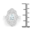 1.02 Carat Genuine Aquamarine and White Topaz .925 Sterling Silver Ring by Bids.com