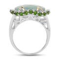 Two Tone Plated 9.12 Carat Genuine Milky Aquamarine and Chrome Diopside .925 Sterling Silver Ring by Bids.com