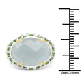 Two Tone Plated 9.12 Carat Genuine Milky Aquamarine and Chrome Diopside .925 Sterling Silver Ring by Bids.com