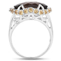 9.58 Carat Genuine Smoky Quartz and Citrine .925 Sterling Silver Ring by Bids.com