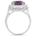 5.55 Carat Genuine Amethyst & White Topaz .925 Sterling Silver Ring by Bids.com