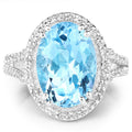 8.15 Carat Genuine Blue Topaz and White Topaz .925 Sterling Silver Ring by Bids.com