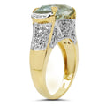 14K Yellow Gold Plated 6.81 Carat Genuine Green Amethyst & White Topaz .925 Sterling Silver Ring by Bids.com